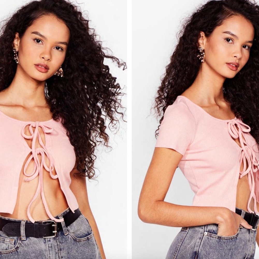 Nasty Gal Tie Ribbed Crop Top
